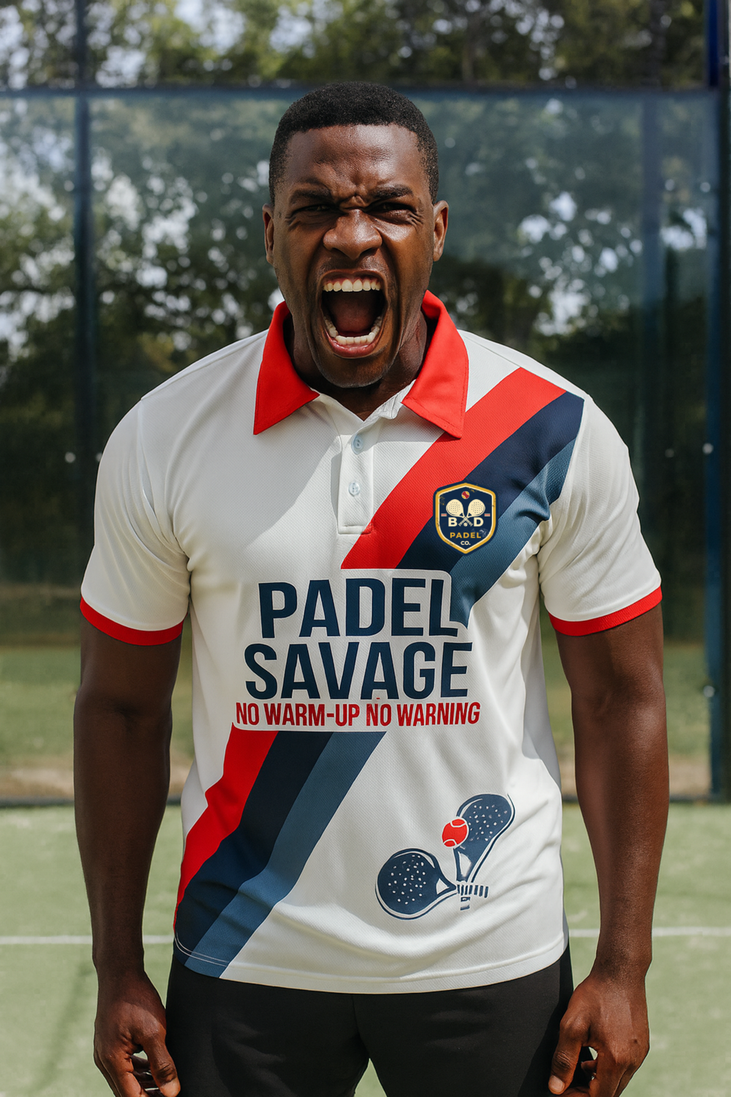 PADEL SAVAGE. NO WARM UP. NO WARNING. POLO SHIRT