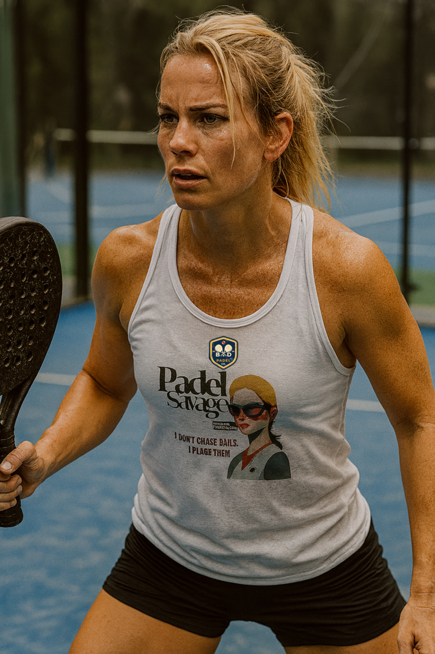"I Don't Chase Balls. I Place Them" - Padel Racerback Tank.