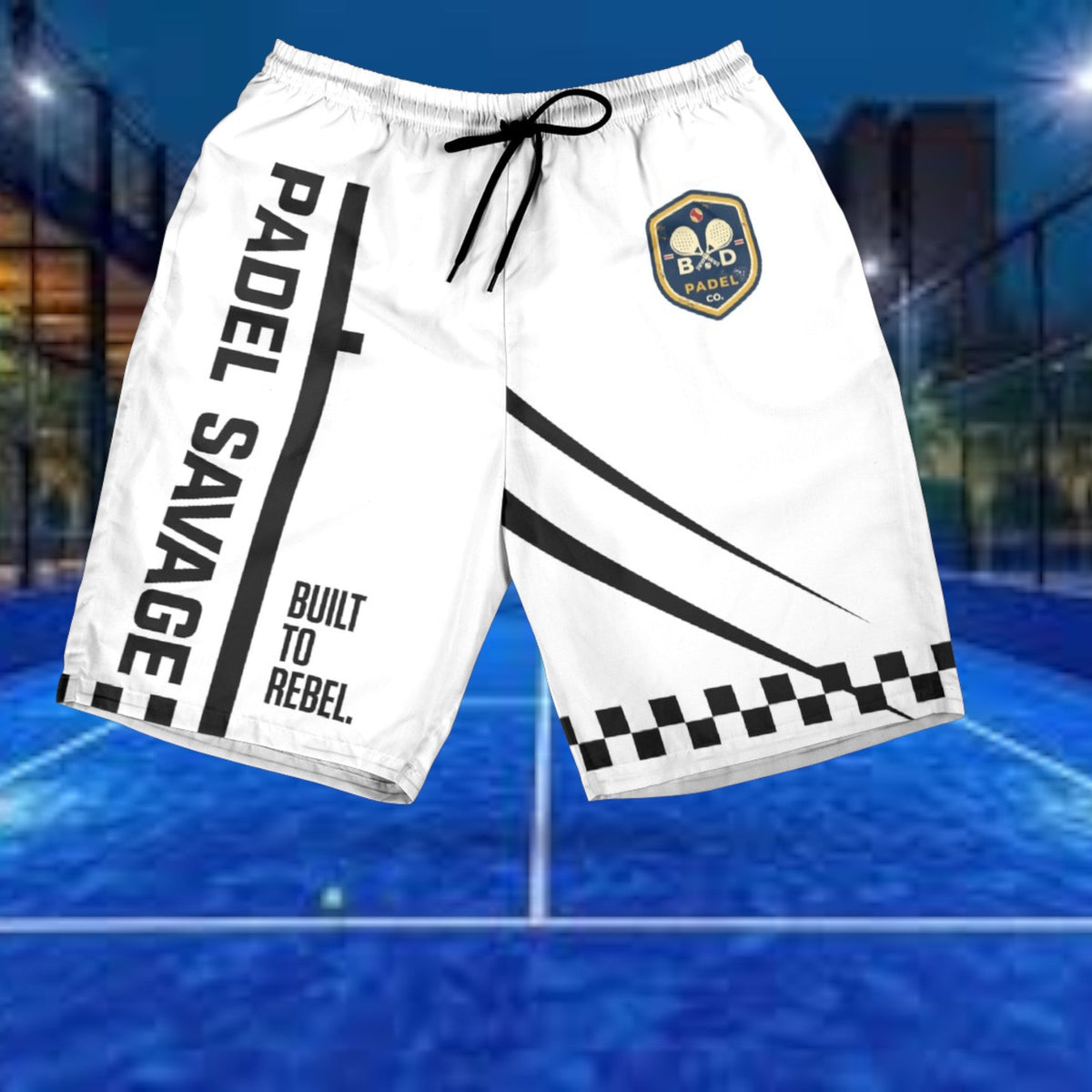 PADEL SAVAGE / BUILT TO REBEL / SHORTS – Men's Padel Shorts, product view 1 by Bad Padel Co