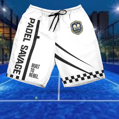 PADEL SAVAGE / BUILT TO REBEL / SHORTS – Men's Padel Shorts, product view 2 by Bad Padel Co
