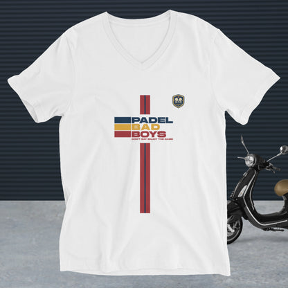 "Don't Say Enjoy the Game" - Padel Bad Boys Light Weight V-Neck – Men's Padel Tank Top, product view 3 by Bad Padel Co