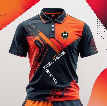 PADEL SAVAGE FULL THROTTLE / POLO LIGHTWEIGHT – Men's Padel Polo Shirt, product view 1 by Bad Padel Co