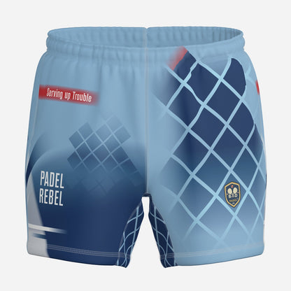 PADEL REBEL / SERVING UP TROUBLE – Men's Padel Shorts, product view 1 by Bad Padel Co