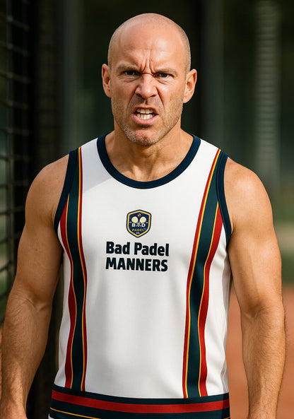 BAD PADEL MANNERS - Sleeveless Tank Top – Men's Padel Tank Top, product view 1 by Bad Padel Co