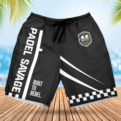 Men's Padel Shorts — Built to Rebel, Padel Savage (Black) | Bad Padel Co
