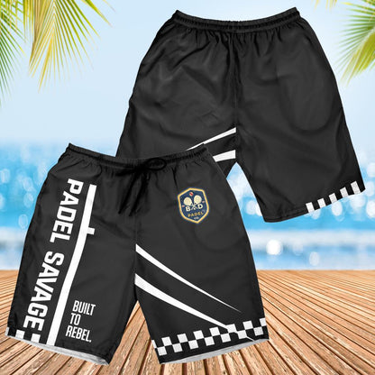 PADEL SAVAGE / BUILT TO REBEL / SHORTS – Men's Padel Shorts, product view 4 by Bad Padel Co