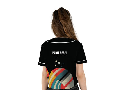 PADEL REBEL - GAME FACE BAD INTENTIONS - CROP TOP – Women's Padel Crop Top, product view 3 by Bad Padel Co