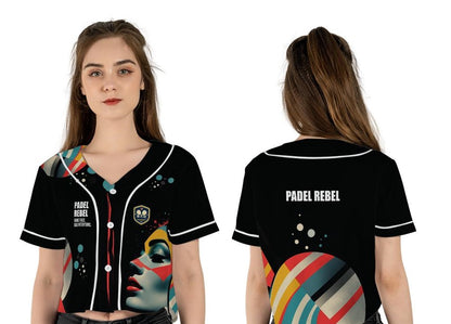 PADEL REBEL - GAME FACE BAD INTENTIONS - CROP TOP – Women's Padel Crop Top, product view 4 by Bad Padel Co