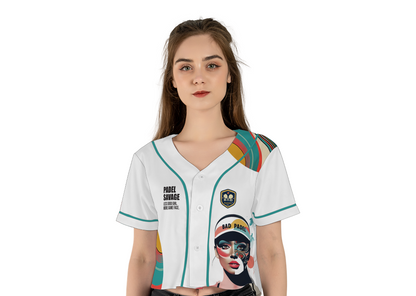 PADEL SAVAGE - LESS GOOD GIRL / MORE GAME FACE / CROP TOP – Women's Padel Crop Top, product view 2 by Bad Padel Co