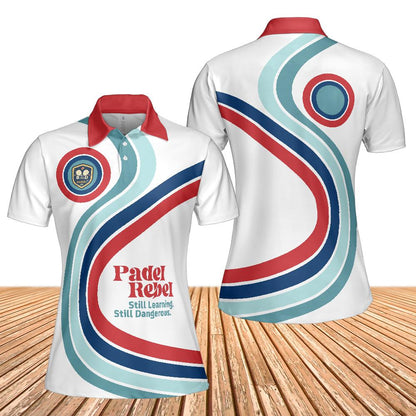 PADEL REBEL - STILL LEARNING / STILL DANGEROUS - Polo Shirt (Lightweight) – Women's Padel Polo Shirt, product view 5 by Bad Padel Co