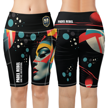 PADEL REBEL - GAME FACE. BAD INTENTIONS / WOMEN'S SHORTS – Women's Padel Shorts, product view 3 by Bad Padel Co
