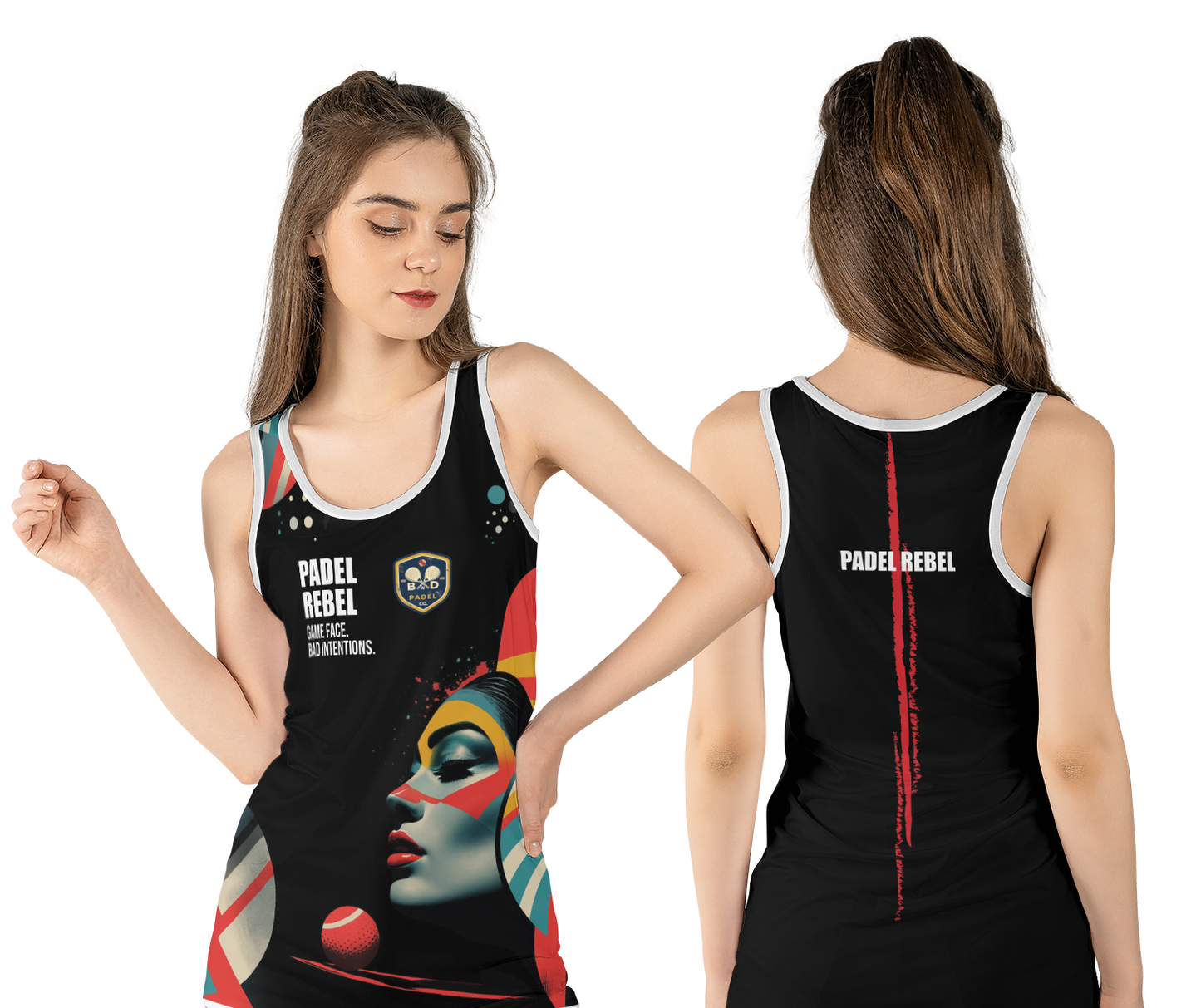 PADEL REBEL. GAME FACE. BAD INTENTIONS.  TANK TOP