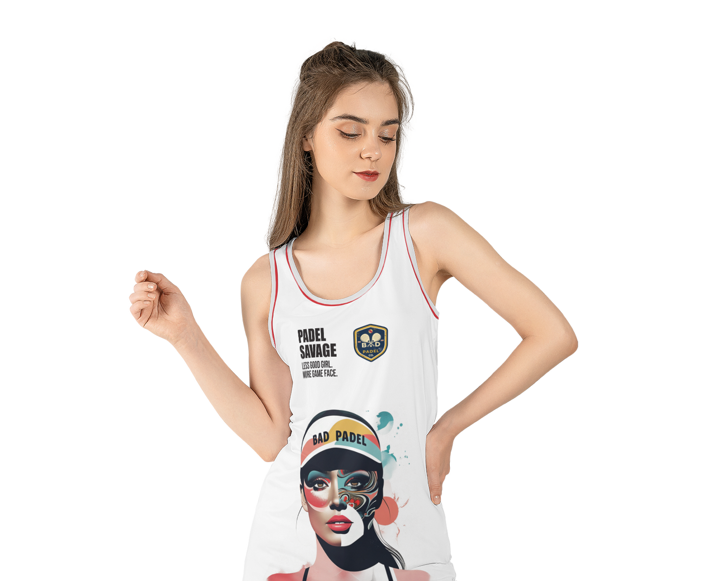 PADEL SAVAGE. LESS GOOD GIRL. MORE GAME FACE. TANK TOP