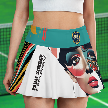 Women's Padel Skirt with Pockets — Less Good Girl, More Game Face (White) | Bad Padel Co