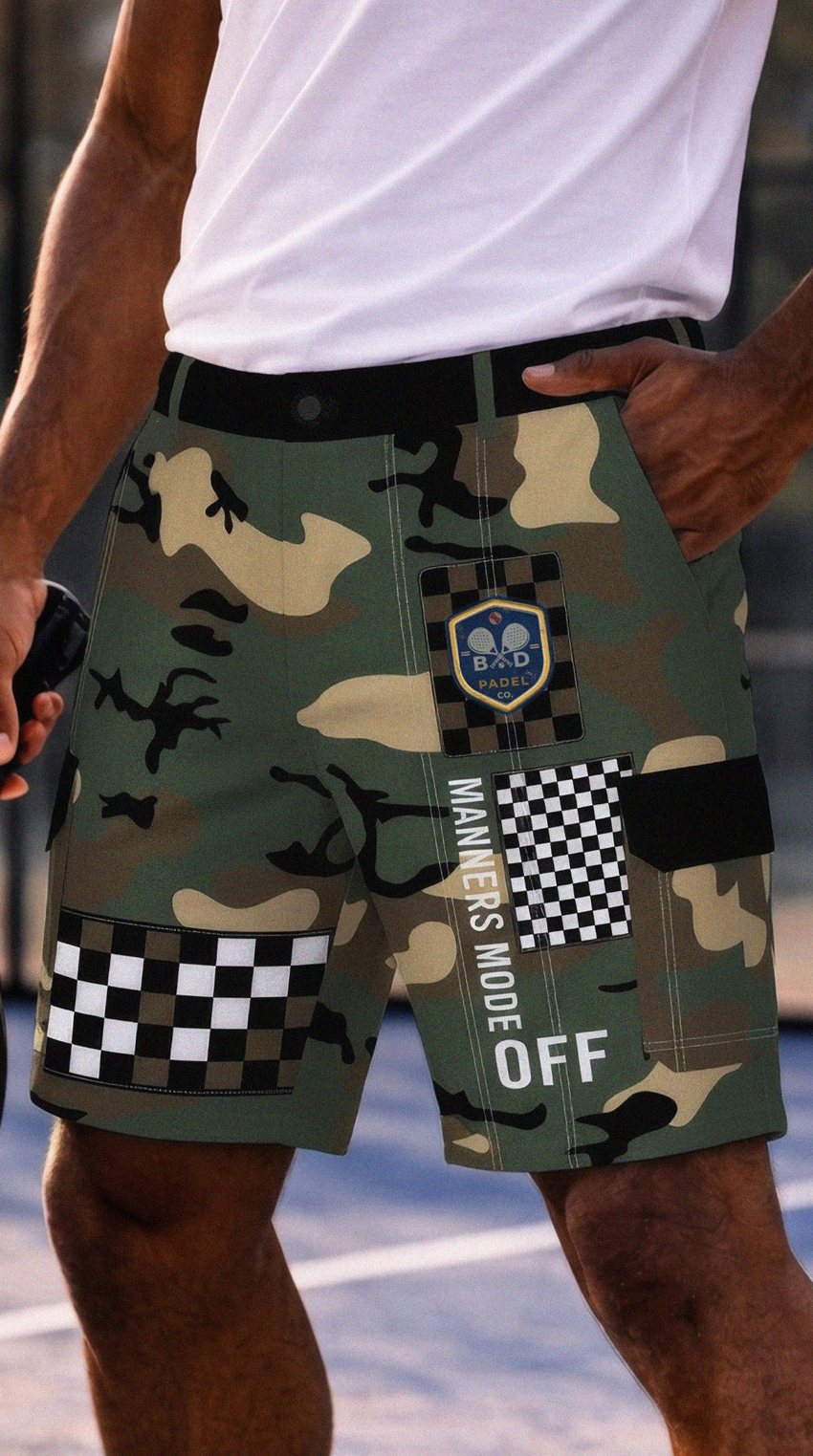 CARGO SHORTS / MANNERS MODE OFF – Men's Padel Cargo Shorts, product view 3 by Bad Padel Co