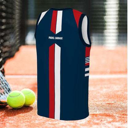 PADEL SAVAGE - NO WARM UP, NO WARNING - Sleeveless Tank Top – Men's Padel Tank Top, product view 3 by Bad Padel Co