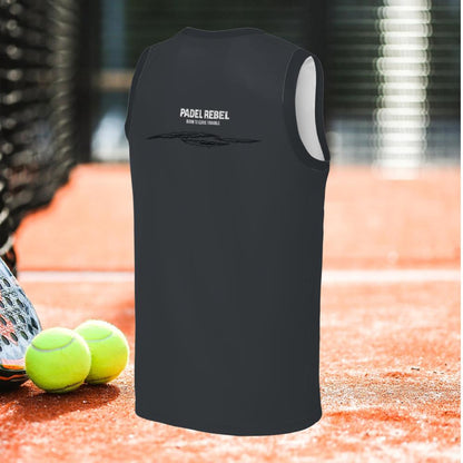 PADEL REBEL - BORN TO SERVE TROUBLE - Sleeveless Tank Top – Men's Padel Tank Top, product view 3 by Bad Padel Co