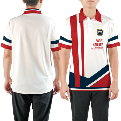 PADEL BAD BOY - STYLE APPROVED. BEHAVIOUR QUESTIONABLE / Polo Shirt – Men's Padel Polo Shirt, product view 3 by Bad Padel Co