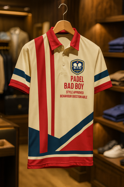 Men's Padel Polo Shirt — Style Approved, Behaviour Questionable (Cream) | Bad Padel Co