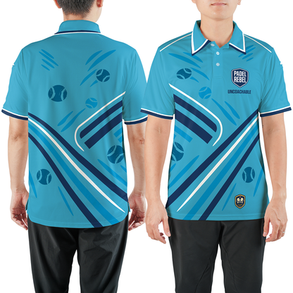PADEL REBEL, "UNCOACHABLE" – Men's Padel Polo Shirt, product view 4 by Bad Padel Co
