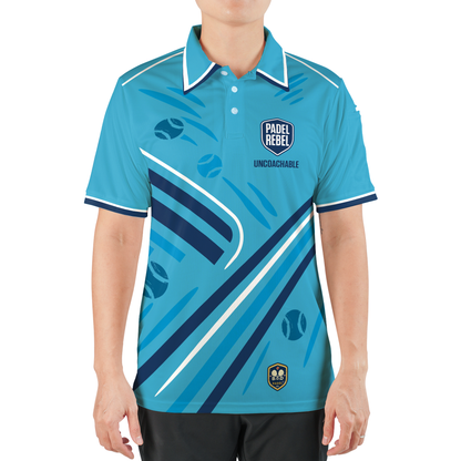PADEL REBEL, "UNCOACHABLE" – Men's Padel Polo Shirt, product view 2 by Bad Padel Co