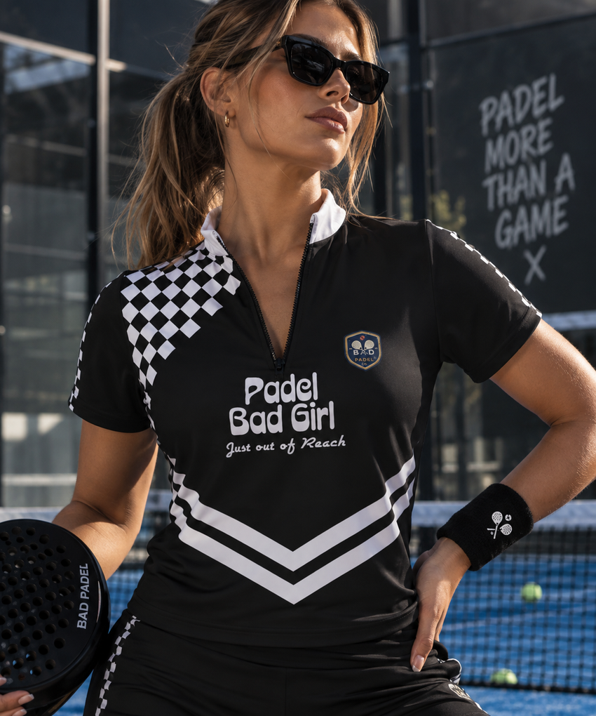 women's padel zipper top front