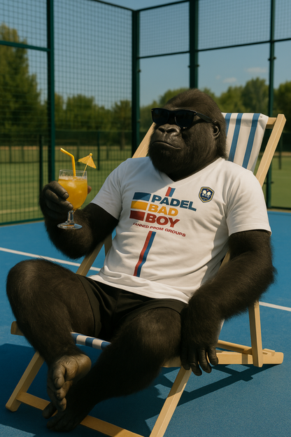 "BANNED FROM GROUPS" - PADEL BAD BOY - Light Weight V Neck – Men's Padel Tank Top, product view 5 by Bad Padel Co