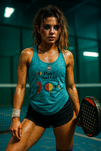 Here to Hit Something - Padel Bad Girl - Racerback Tank Top – Women's Padel Tank Top, product view 3 by Bad Padel Co