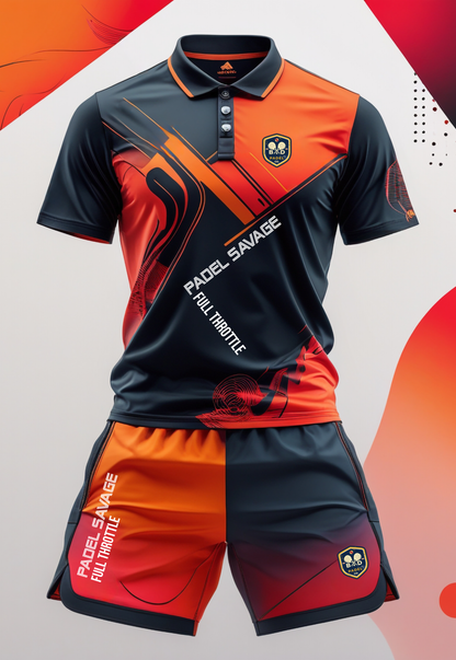 PADEL SAVAGE FULL THROTTLE / POLO LIGHTWEIGHT – Men's Padel Polo Shirt, product view 2 by Bad Padel Co